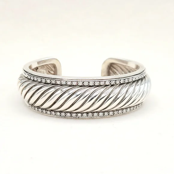 David Yurman Sculpted Thoroughbred Cable Diamond Bracelet - Picture 6 of 10